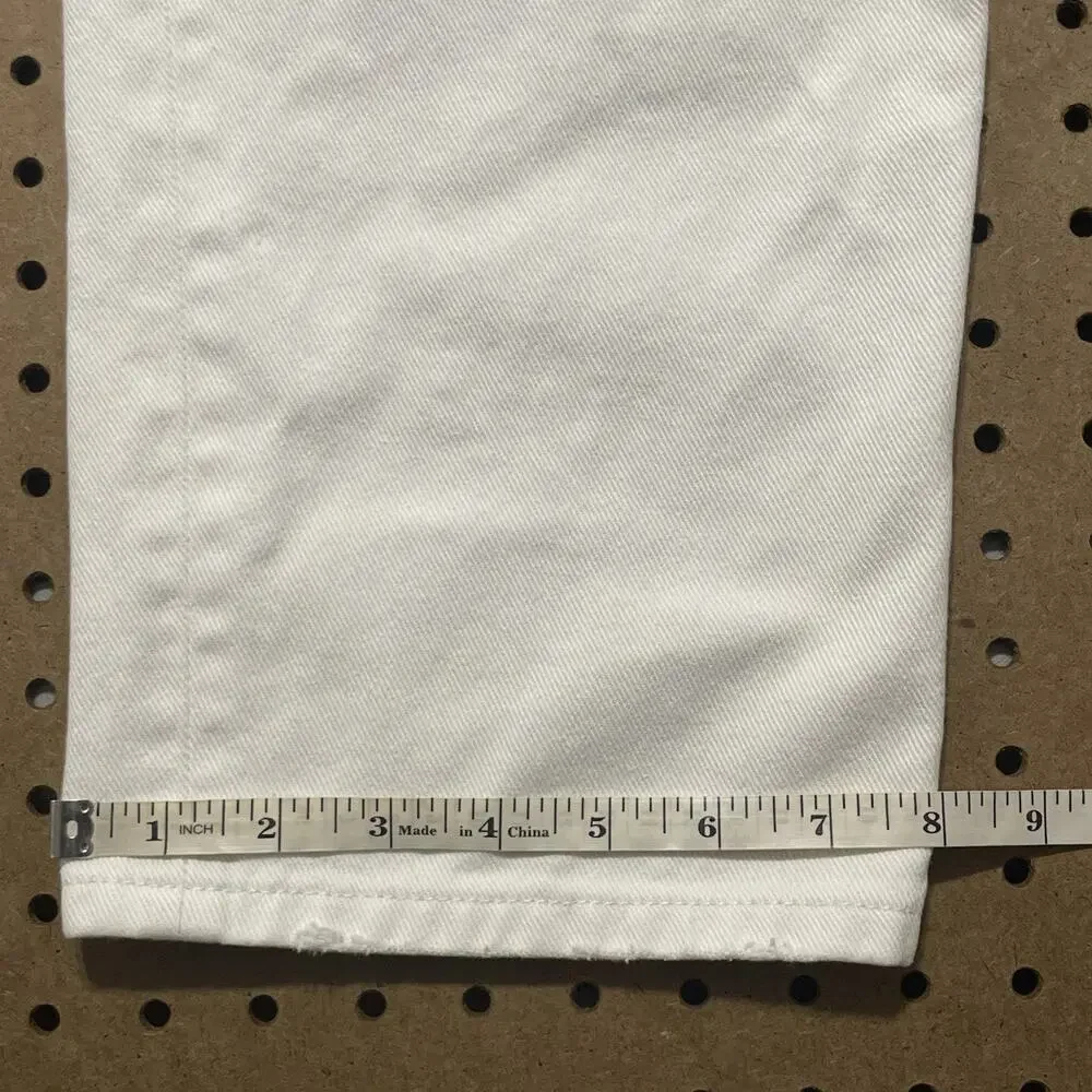 Gucci Jeans Mens 36x29 White Denim Button Fly Straight Distressed Modern Italy